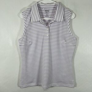 Adidas Climalite Sleeveless Golf Polo Shirt Womens Medium White Purple Striped